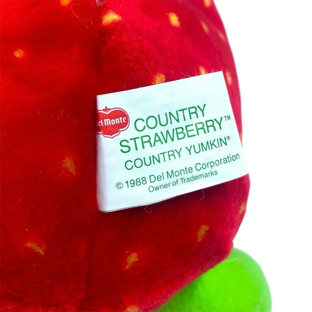 Lot of 2  Vintage 1980s Del Monte Country Strawberry Plush & Brawny Bear Plush